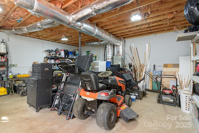 interior space featuring concrete block wall