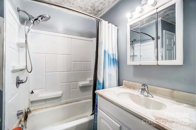 bathroom with vanity and shower / tub combo