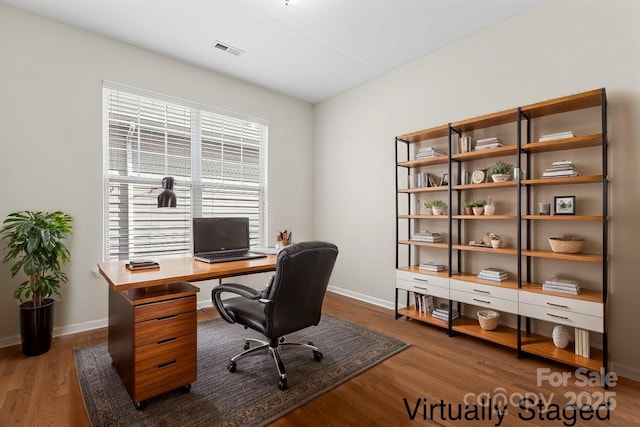 3104 Streamhaven Dr, Indian Land, SC 29707 - office space featuring visible vents, baseboards, and wood finished floors