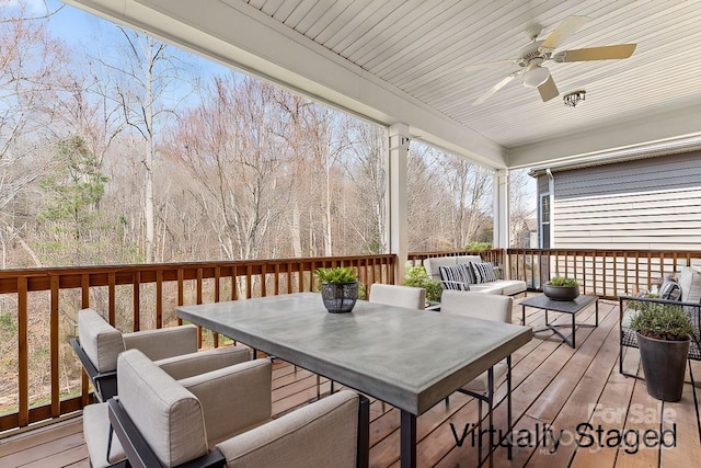 3104 Streamhaven Dr, Indian Land, SC 29707 - deck featuring outdoor dining space and a ceiling fan