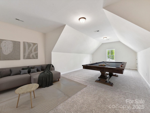 873 Penny Royal Ave, Fort Mill, SC 29715 - rec room featuring billiards, carpet, and lofted ceiling