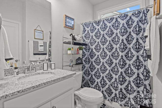 7172 Indigo Way, Denver, NC 28037 - full bath featuring toilet, vanity, and a shower with shower curtain