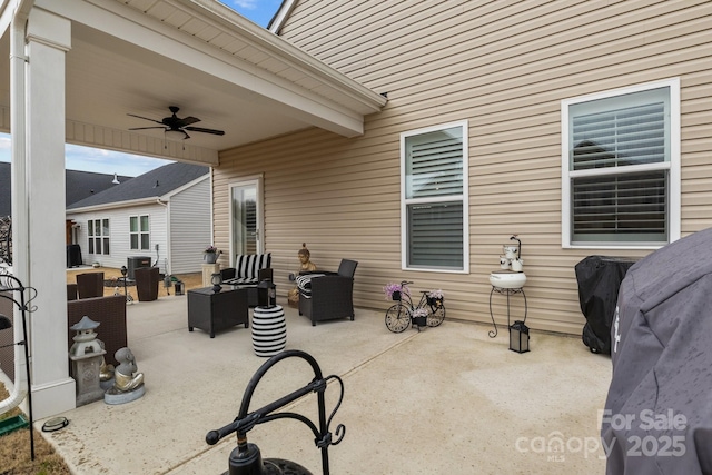 7172 Indigo Way, Denver, NC 28037 - view of patio featuring ceiling fan, outdoor lounge area, and cooling unit