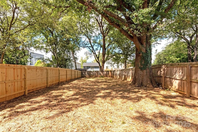 view of yard with a fenced backyard