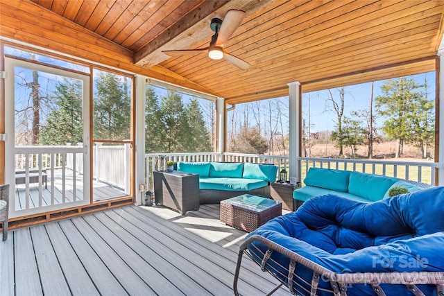 4858 Sagittarius Cir, Denver, NC 28037 - sunroom / solarium with outdoor lounge area, a ceiling fan, and healthy amount of natural light
