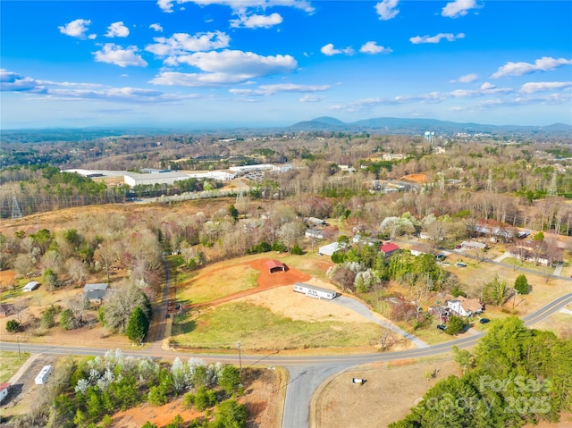 birds eye view of property with a mountain view