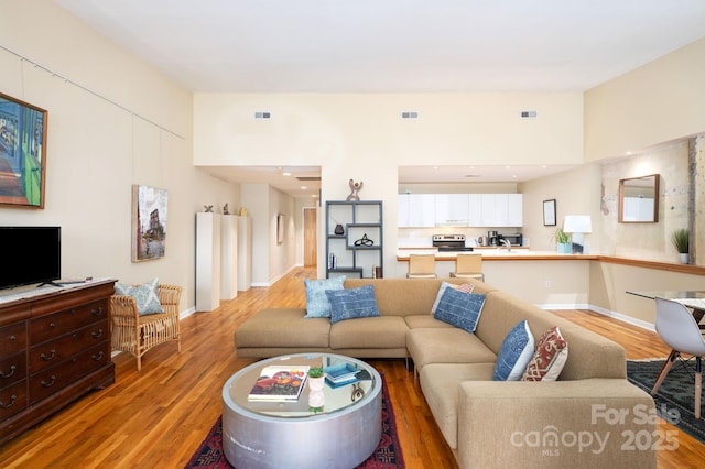 32 Broadway St Unit 330, Asheville, NC 28801 - living room featuring light wood-style floors and baseboards