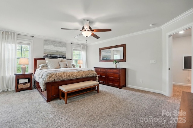 5140 Oak Grove Pl, Waxhaw, NC 28173 - bedroom with light carpet, multiple windows, and ornamental molding