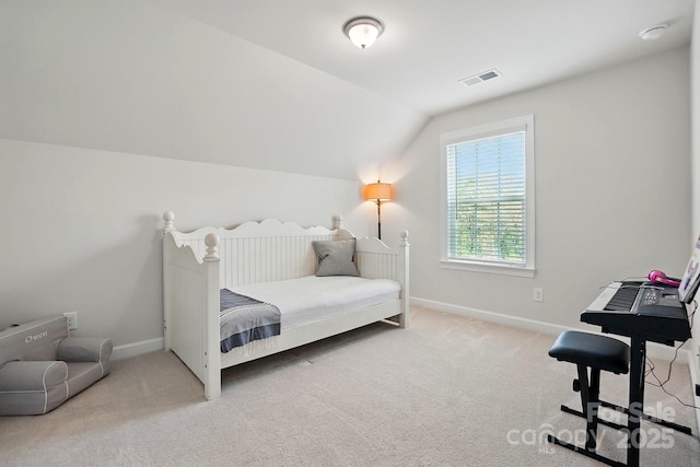 5140 Oak Grove Pl, Waxhaw, NC 28173 - bedroom featuring carpet, visible vents, baseboards, and vaulted ceiling
