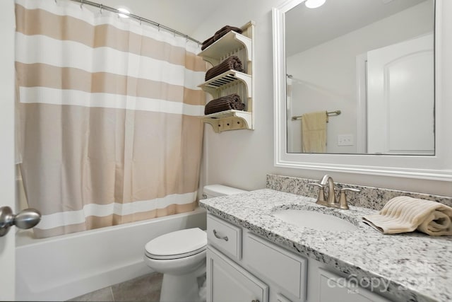 5140 Oak Grove Pl, Waxhaw, NC 28173 - bathroom featuring tile patterned floors, shower / bath combination with curtain, vanity, and toilet