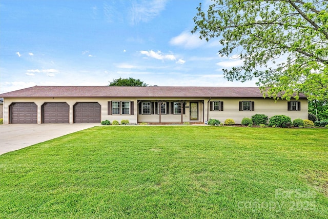 2 Honeysuckle Way, Granite Falls, NC 28630 - ranch-style house with a garage, driveway, and a front lawn