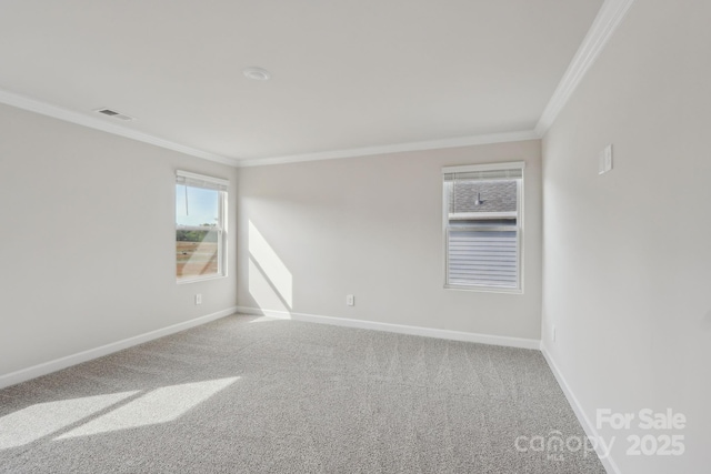 1305 31st St NE, Conover, NC 28613 - empty room featuring ornamental molding, carpet flooring, baseboards, and visible vents