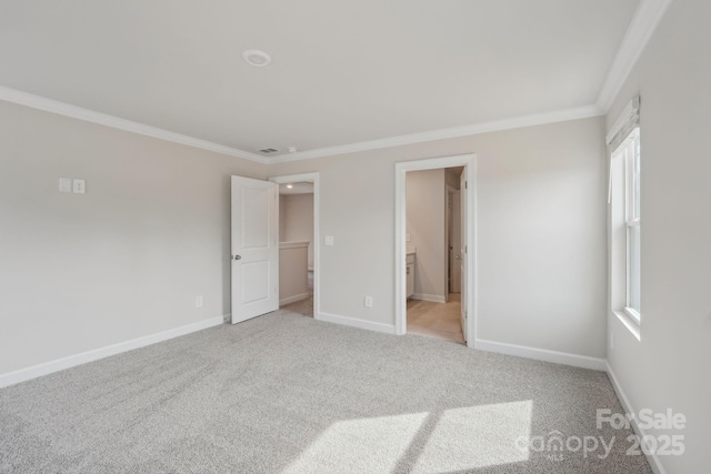 1305 31st St NE, Conover, NC 28613 - unfurnished bedroom featuring baseboards, multiple windows, light carpet, and crown molding