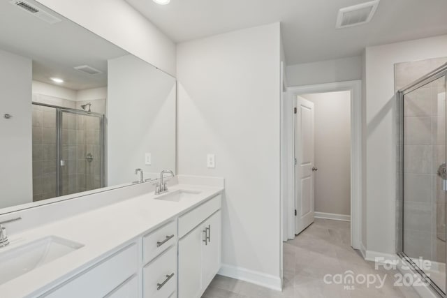 1305 31st St NE, Conover, NC 28613 - bathroom featuring visible vents, a stall shower, and a sink