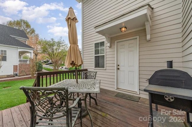 10802 Tradition View Dr, Charlotte, NC 28269 - wooden terrace featuring outdoor dining space and a lawn
