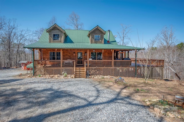 242 Old Owl Ln, Rutherfordton, NC 28139 - view of front of house featuring a porch and metal roof