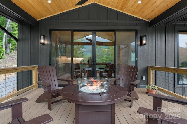 192 Lakeview Trl, Bryson City, NC 28713 - wooden terrace with a fire pit