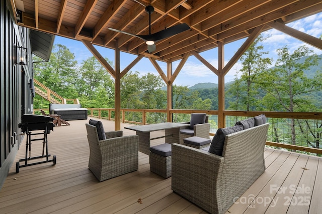 192 Lakeview Trl, Bryson City, NC 28713 - wooden deck featuring a jacuzzi and view of scattered trees