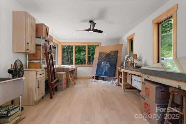 192 Lakeview Trl, Bryson City, NC 28713 - office space featuring light wood-style flooring, ceiling fan, and recessed lighting