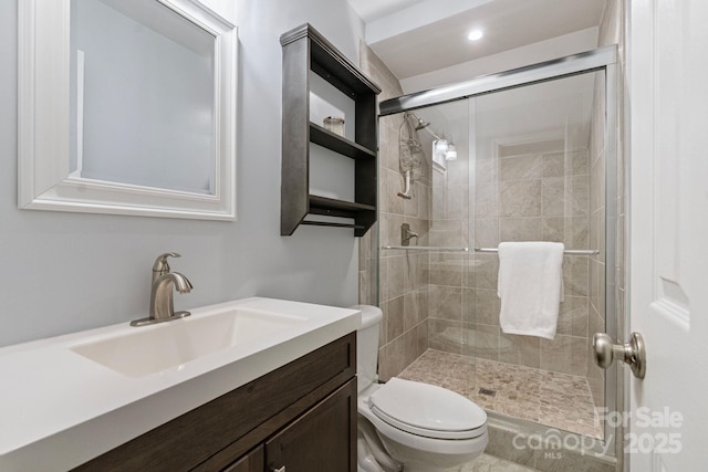 3808 Severn Ave, Charlotte, NC 28210 - full bathroom with vanity, toilet, and a shower stall
