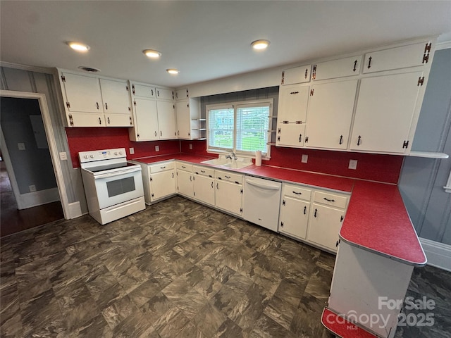603 E Main St, Rock Hill, SC 29730 - kitchen with white appliances, white cabinets, and open shelves