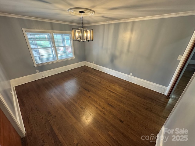 603 E Main St, Rock Hill, SC 29730 - unfurnished dining area with a chandelier, dark wood-style floors, and crown molding