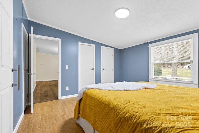 117 Pine Bluff Dr, Mooresville, NC 28117 - bedroom with light wood-style floors, baseboards, and two closets