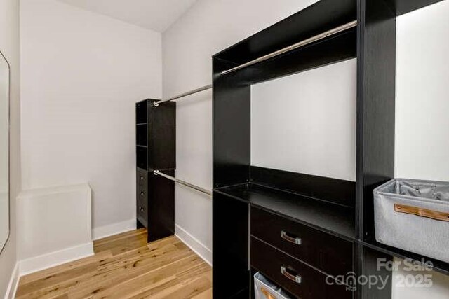 spacious closet with light wood finished floors