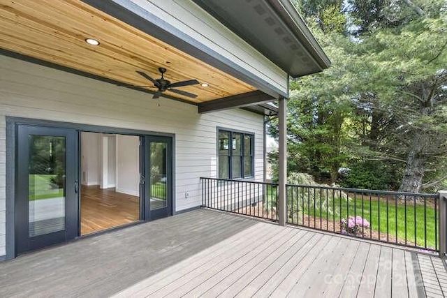 deck featuring a ceiling fan