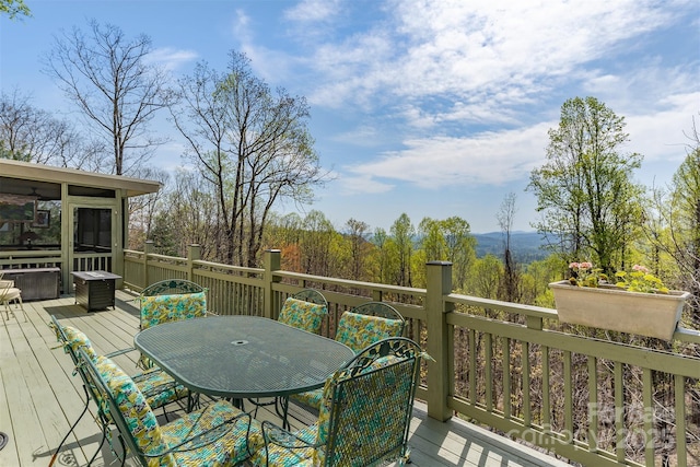 172 Sunny Ridge Rd, Hendersonville, NC 28739 - wooden terrace with outdoor dining area