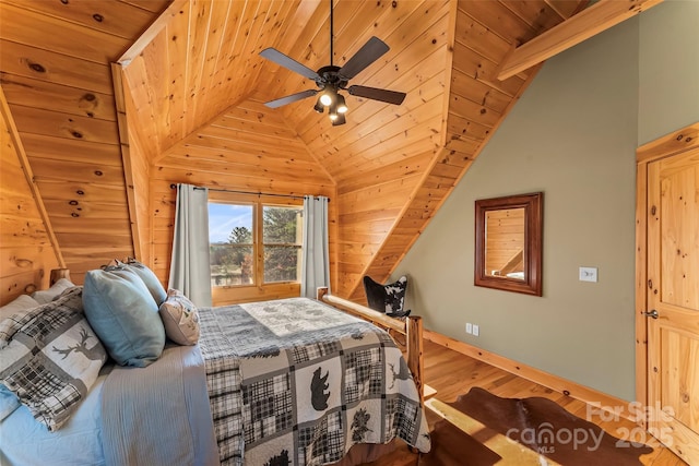 1600 Pisgah Preserve Dr, Nebo, NC 28761 - unfurnished bedroom featuring wooden ceiling, high vaulted ceiling, baseboards, and wood finished floors