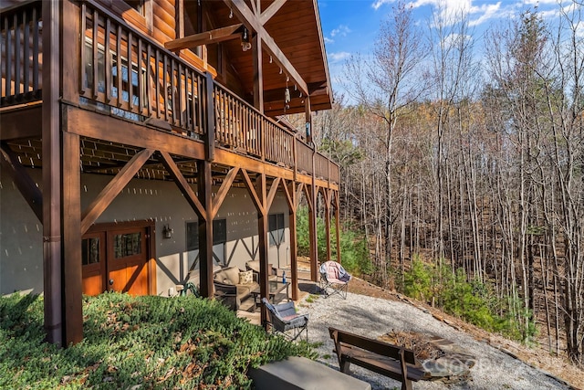 1600 Pisgah Preserve Dr, Nebo, NC 28761 - view of patio / terrace featuring a forest view and a wooden deck