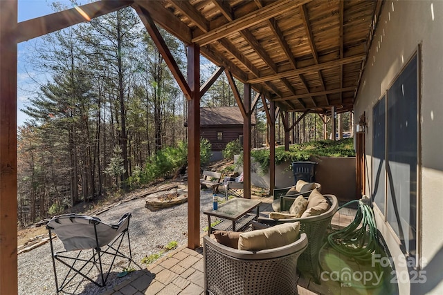 1600 Pisgah Preserve Dr, Nebo, NC 28761 - view of patio featuring an outdoor fire pit
