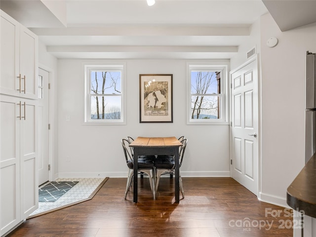 322 Windswept Dr, Asheville, NC 28801 - dining space featuring visible vents, baseboards, and dark wood-style floors