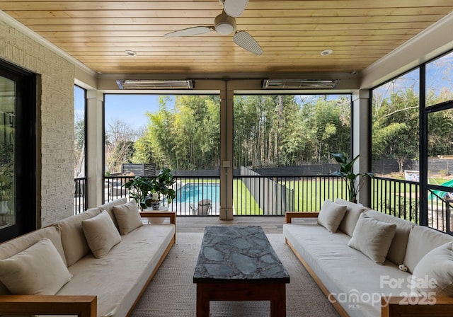 300 Mammoth Oaks Dr, Charlotte, NC 28270 - sunroom / solarium with an outdoor living space and ceiling fan