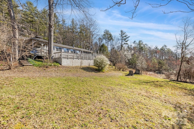 view of yard featuring a view of trees