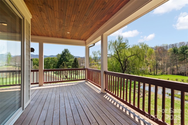 deck with a mountain view