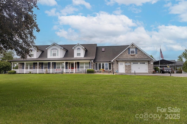 727 Jenkins Valley Rd, Alexander, NC 28701 - view of front of property with a porch, a front lawn, asphalt driveway, and a carport