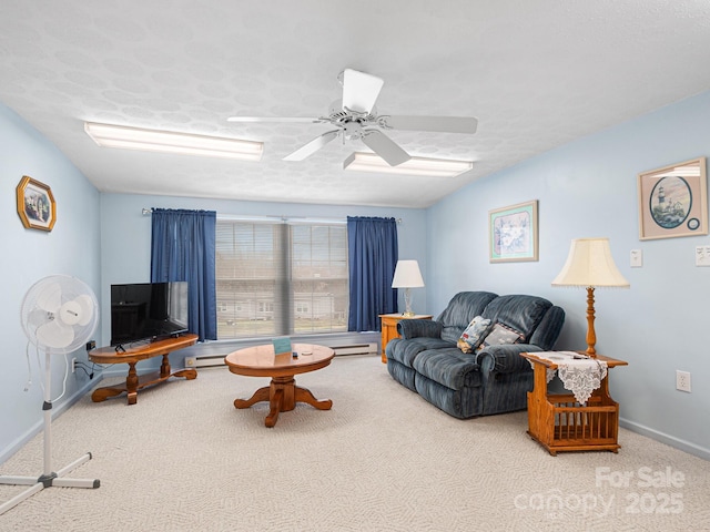 727 Jenkins Valley Rd, Alexander, NC 28701 - carpeted living room featuring baseboards and ceiling fan