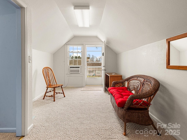 727 Jenkins Valley Rd, Alexander, NC 28701 - sitting room with carpet, lofted ceiling, and cooling unit
