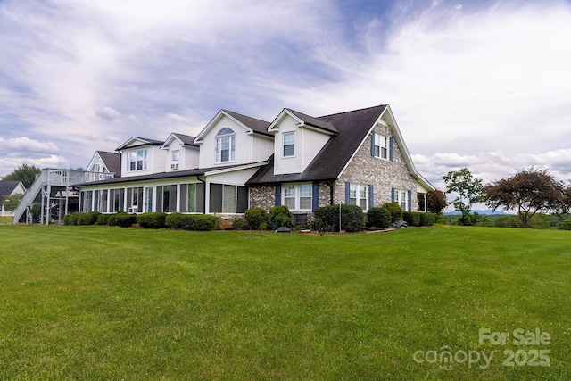 727 Jenkins Valley Rd, Alexander, NC 28701 - view of front facade featuring a front lawn, a shingled roof, and brick siding