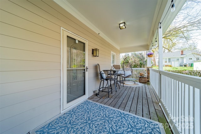 deck with a porch