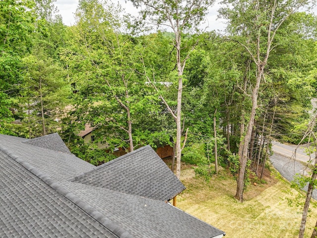 2506 Turnpike Rd, Horse Shoe, NC 28742 - exterior view of roof with shingles and a forest