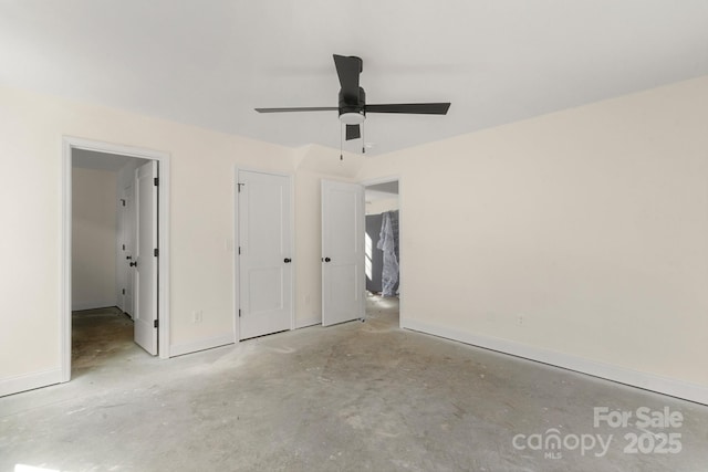 341 Bynum Ave, Rock Hill, SC 29732 - unfurnished bedroom featuring concrete flooring and a ceiling fan