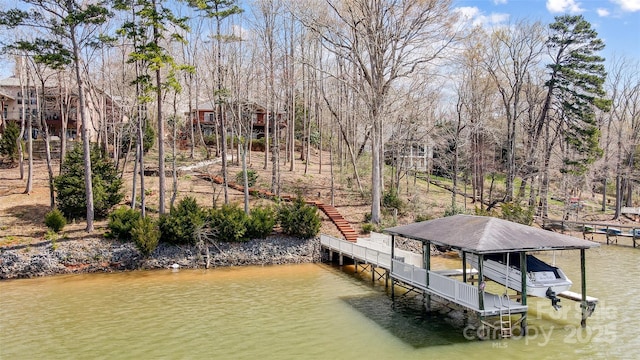 4633 River Bluff Ct, Charlotte, NC 28214 - dock area featuring a water view and boat lift