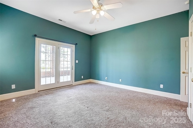 4633 River Bluff Ct, Charlotte, NC 28214 - carpeted empty room with visible vents, baseboards, and ceiling fan