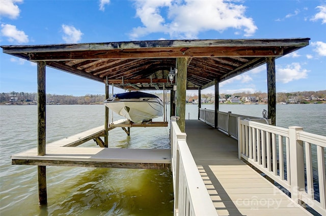 4633 River Bluff Ct, Charlotte, NC 28214 - dock area with a water view and boat lift