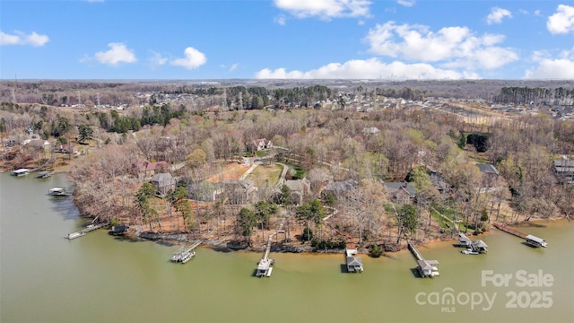 4633 River Bluff Ct, Charlotte, NC 28214 - bird's eye view featuring a water view and a wooded view