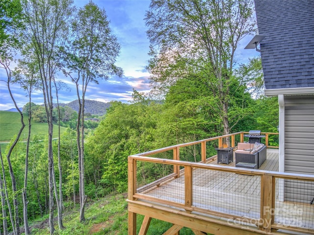 145 Banjo Ln, Waynesville, NC 28785 - wooden deck featuring a mountain view