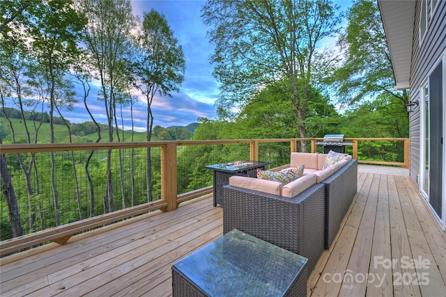 145 Banjo Ln, Waynesville, NC 28785 - deck featuring an outdoor living space and area for grilling
